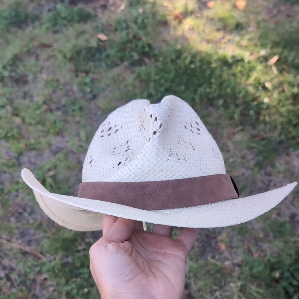 Frye Cream Straw Hat with Tan Suede Band